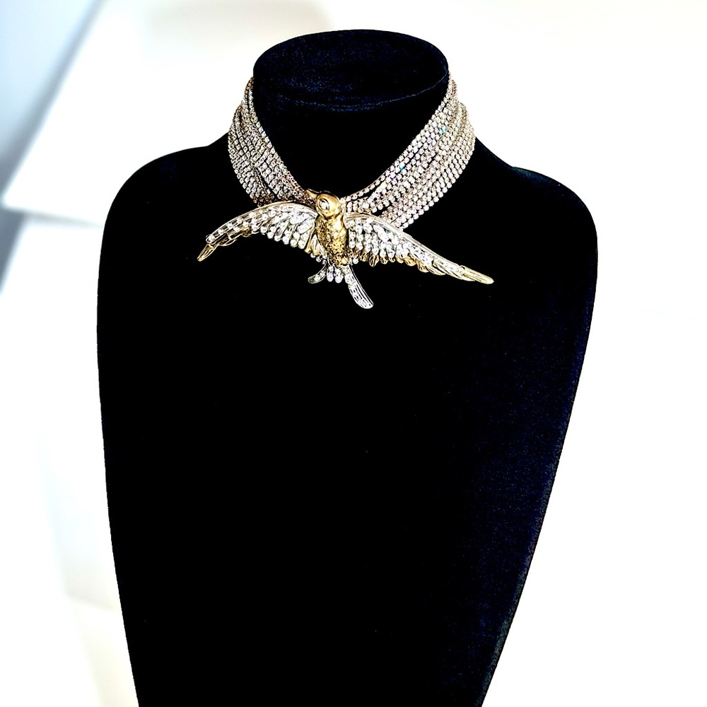 Zara Two-Tone Crystal Bird Choker Necklace